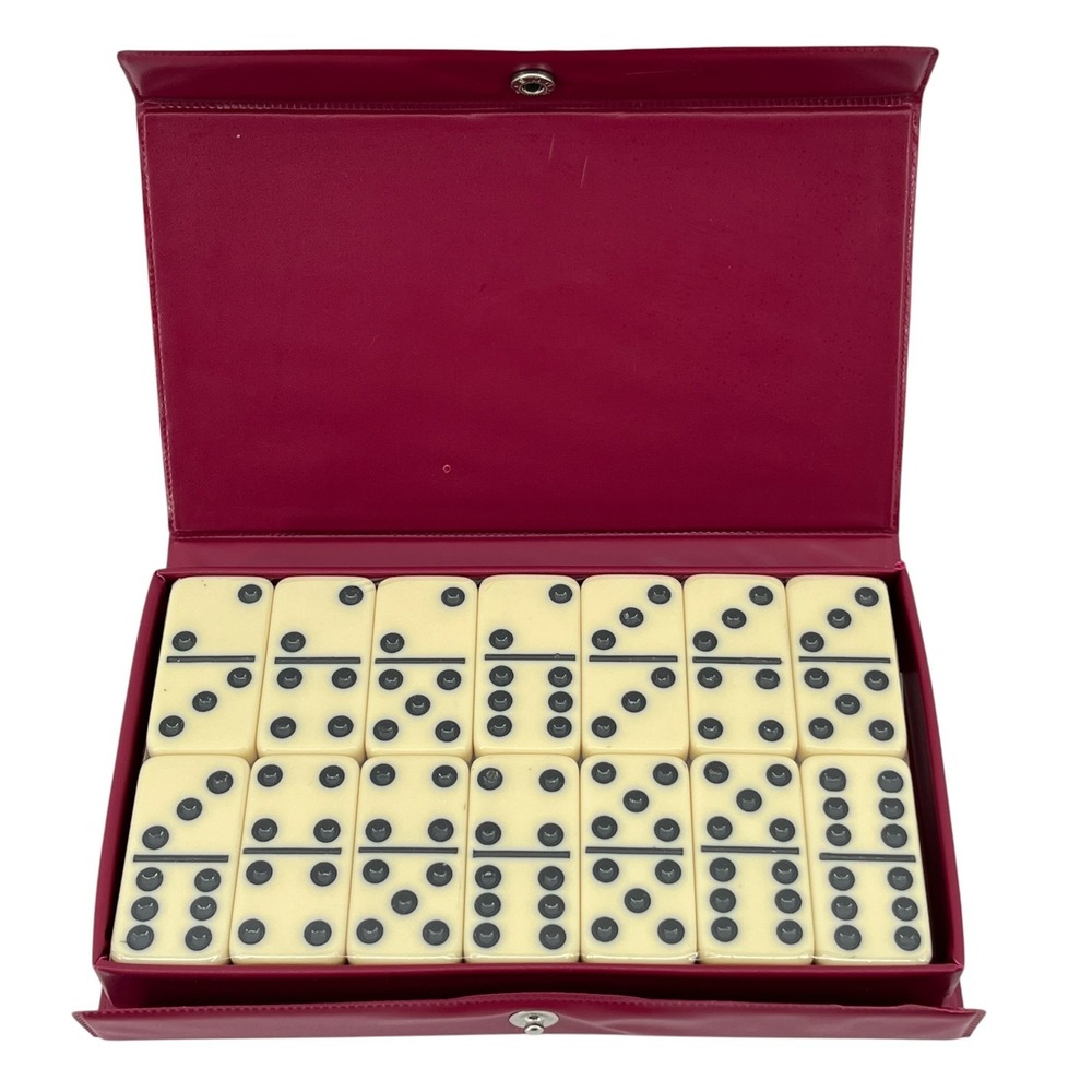 Premier Edition Double Six Dominoes Cardinal w/ Vinyl Carrying Case Vintage 1993